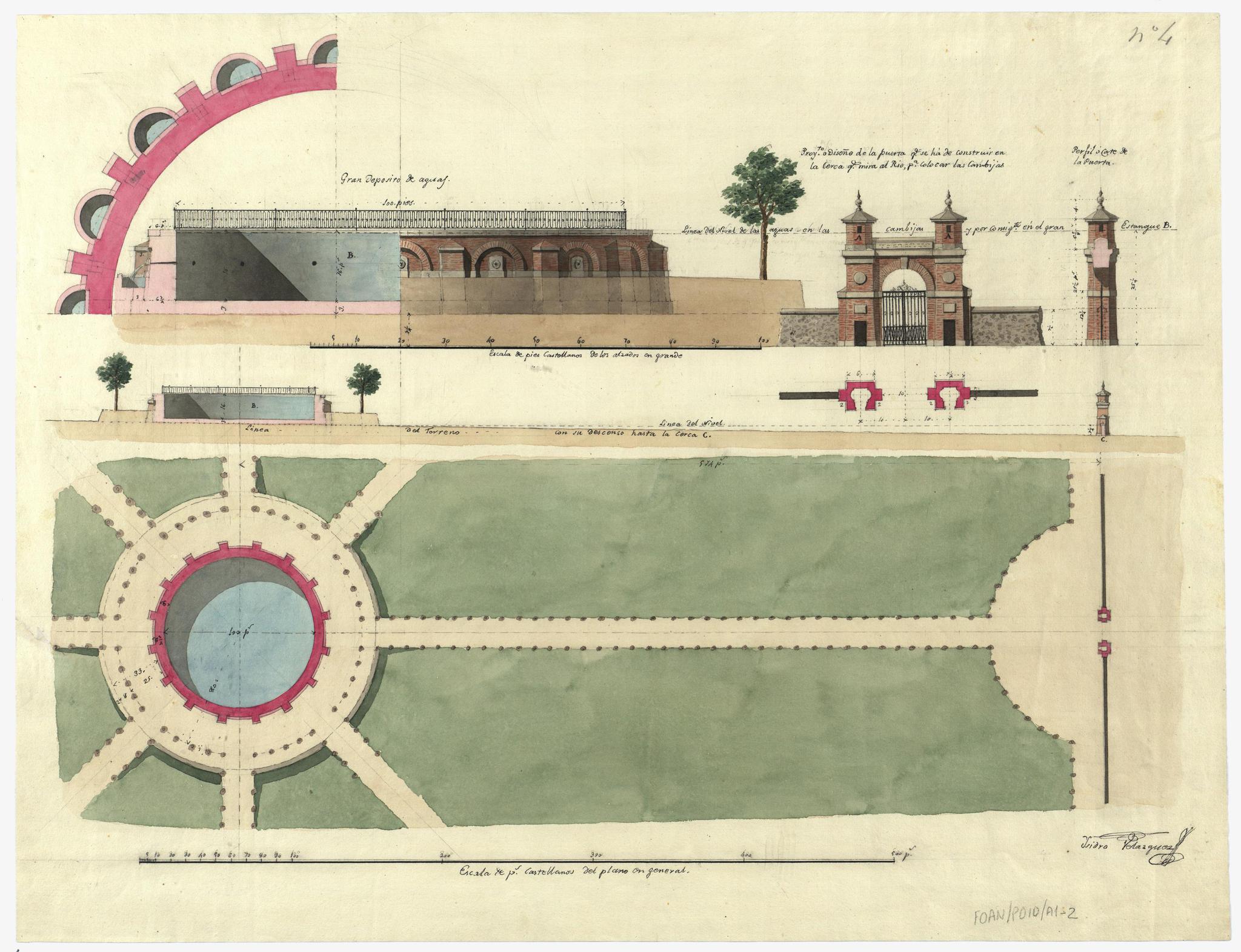 Proyecto o Diseño de la puerta que se há de construir en la Cerca que mira al Rio, para colocar las Cambijas